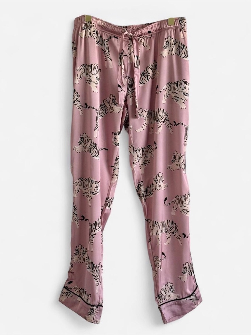 Averie Dalia Pink Tiger Pajama Pants Satin Sleep Lounge Bottoms Pockets Size L